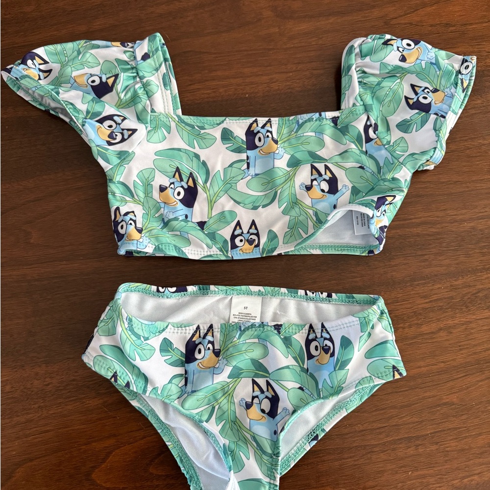 Girls Bluey swimsuit top and bottom 5T